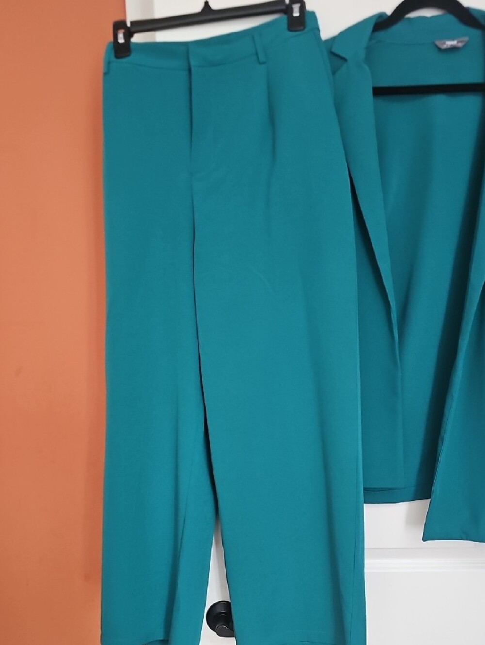 Teal Wide-Leg Dress Trousers - Elegant Office Ready New No Tag - Picture 4 of 10
